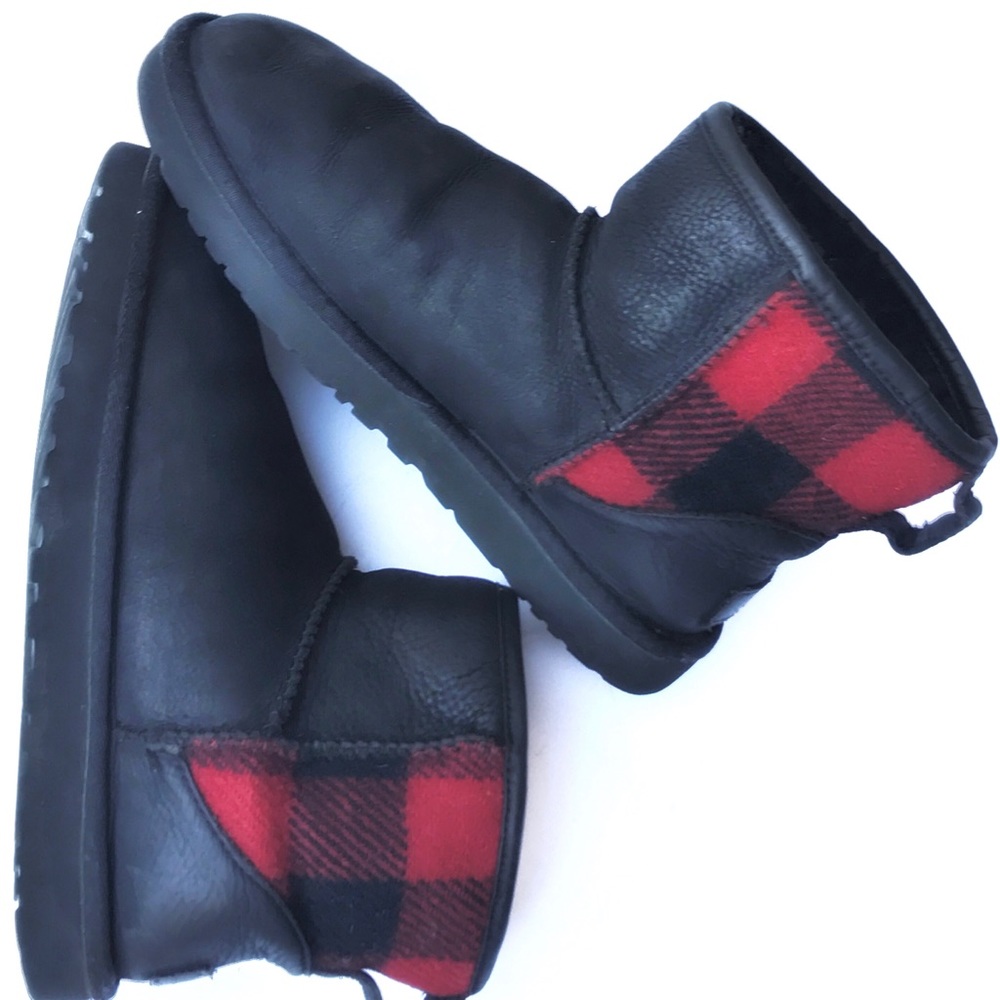 UGG ankle shearling boots Buffalo plaid GUC 7/38